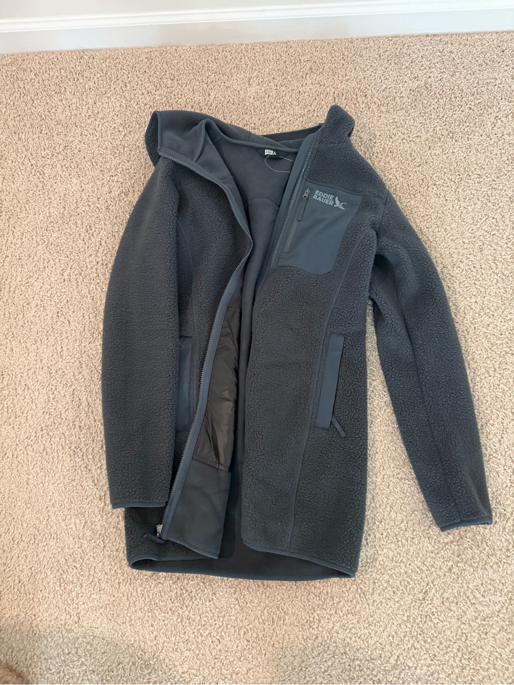 Eddie Bauer Women's Charcoal Gray Sherpa Fleece Jacket